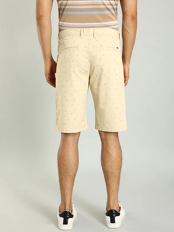 Indian Terrain Men's Slim Fit Printed Beige Shorts